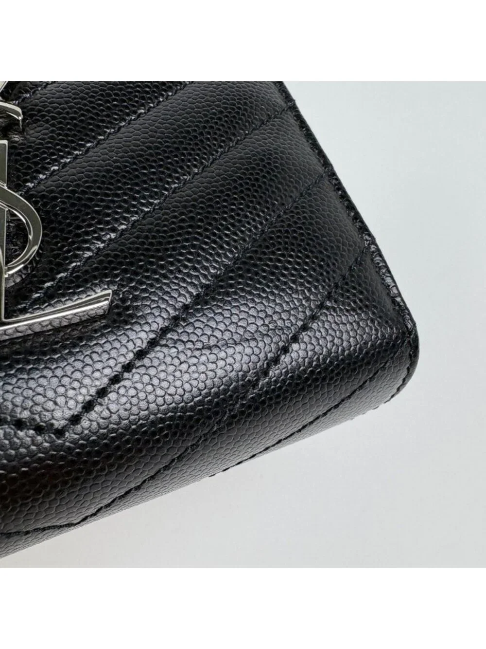 Saint Laurent Monogram Compact Zip Around Wallet Bifold Leather Black - Picture 4 of 8